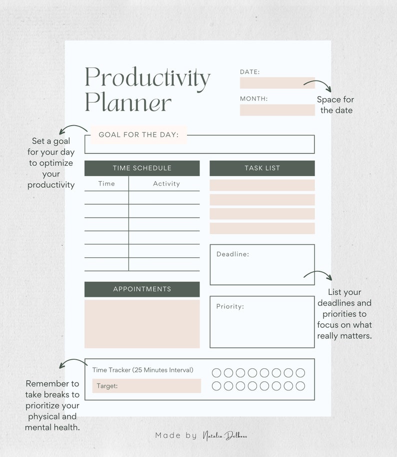 Productivity Planner Printable Planner Instant Download - Etsy