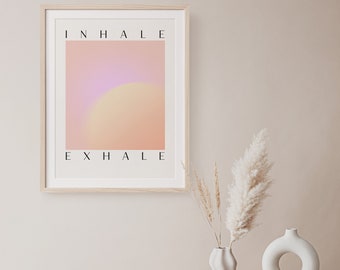 Inhale Exhale , abstract wall art| living room wall art, aura poster | digital print, pastel digital paper | grainy gradient art