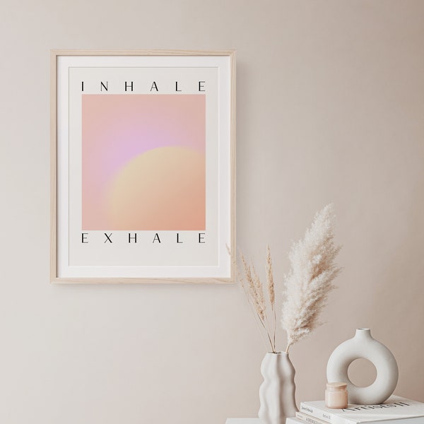 Inhale Exhale , abstract wall art| living room wall art, aura poster | digital print, pastel digital paper | grainy gradient art