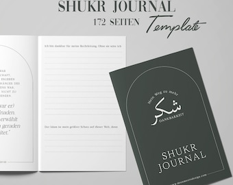 SHUKR Gratitude Journal template PDF download 35 pages Muslim planner reminder Islamic tracker growth minimalist ENGLISH