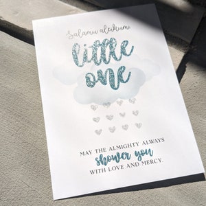 Muslim baby geschenk babyshower Glitzer Wolken watercolor Geburt Babyshower