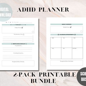 ADHD Digital Planner for Ipad | ADHD Daily Planner Checklist for Productivity and Wellness | Self-Care Printable Daily Gratitude Journal