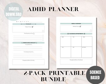 ADHD Digital Planner for Ipad | ADHD Daily Planner Checklist for Productivity and Wellness | Self-Care Printable Daily Gratitude Journal