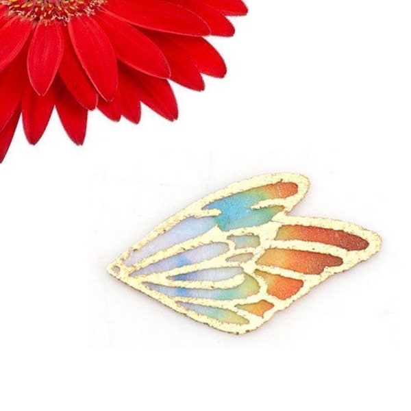 Breloques pendentifs / 5pces forme ailes de papillon couleur doré et multicolore pour création bijoux DIY