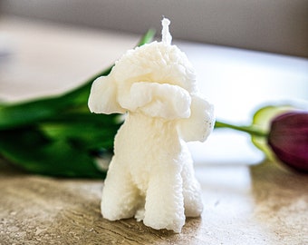 Cockapoo Dog Candle, Handmade Soy Wax Candle, Unscented Candle, Home Decor, Custom Gift, Pillar Candle, Birthday Gift, Dog Lovers Gift Idea