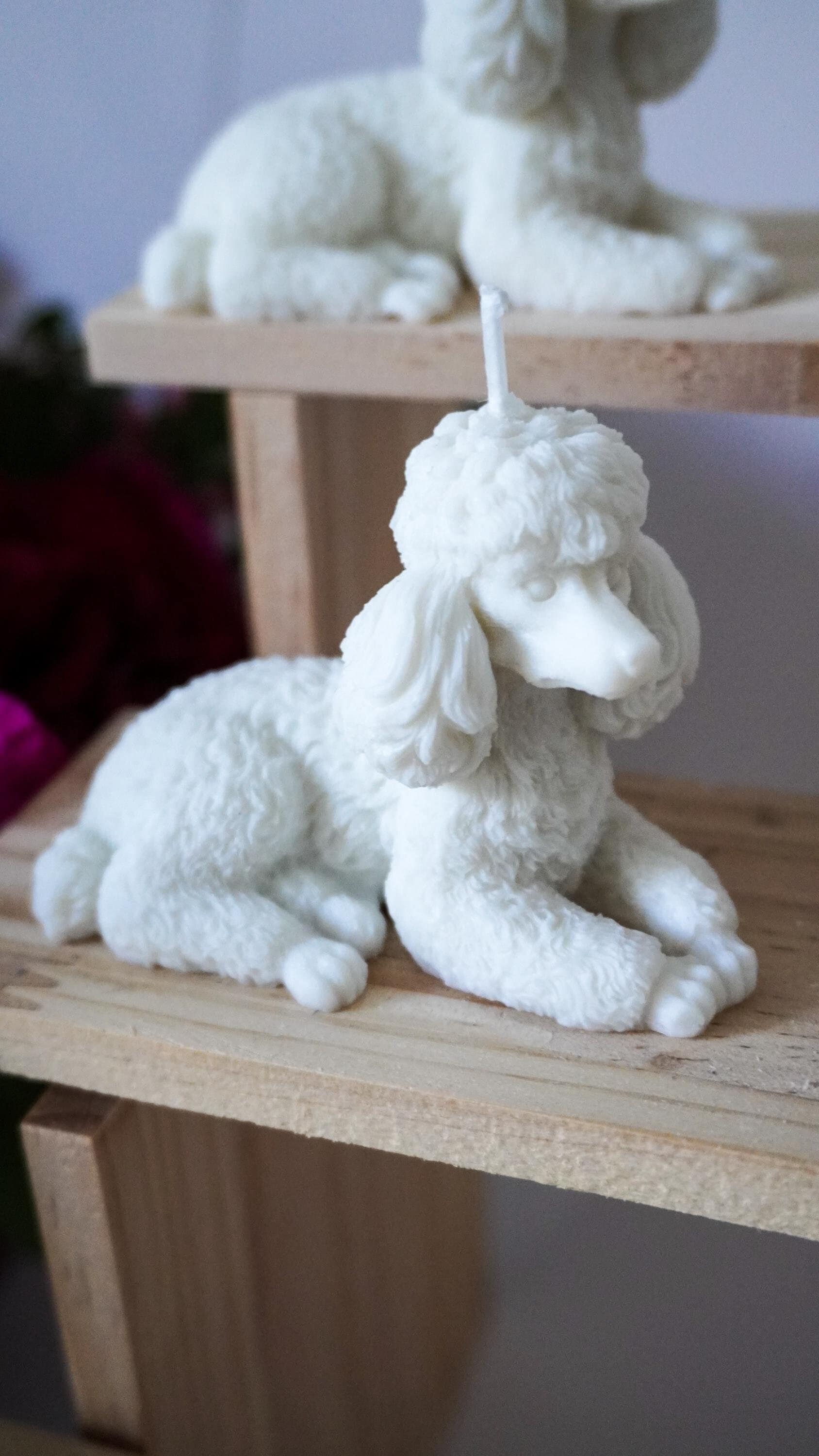 Poodle Dog Candle, Handmade Soy Wax Candle, Unscented Candle, Home Decor, Custom Gift, Pillar Candle, Birthday Gift, Dog Lovers Gift Idea