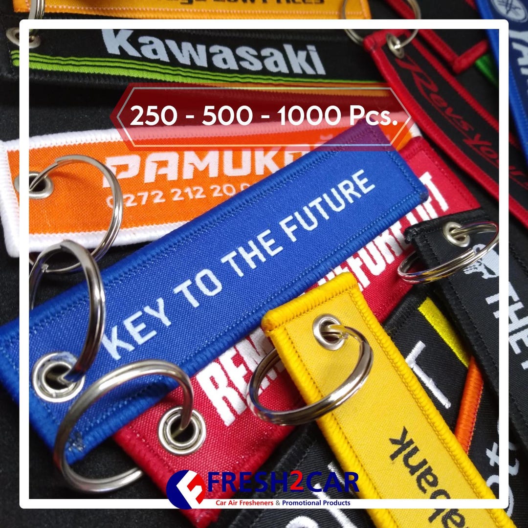 Keychain Label Design Custom Embroidered Logo Keychain: Double-sided Promotional Key Tag - Etsy
