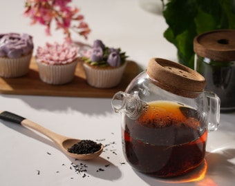 Teapro 800ml Designer Glas Teekanne mit Korkdeckel