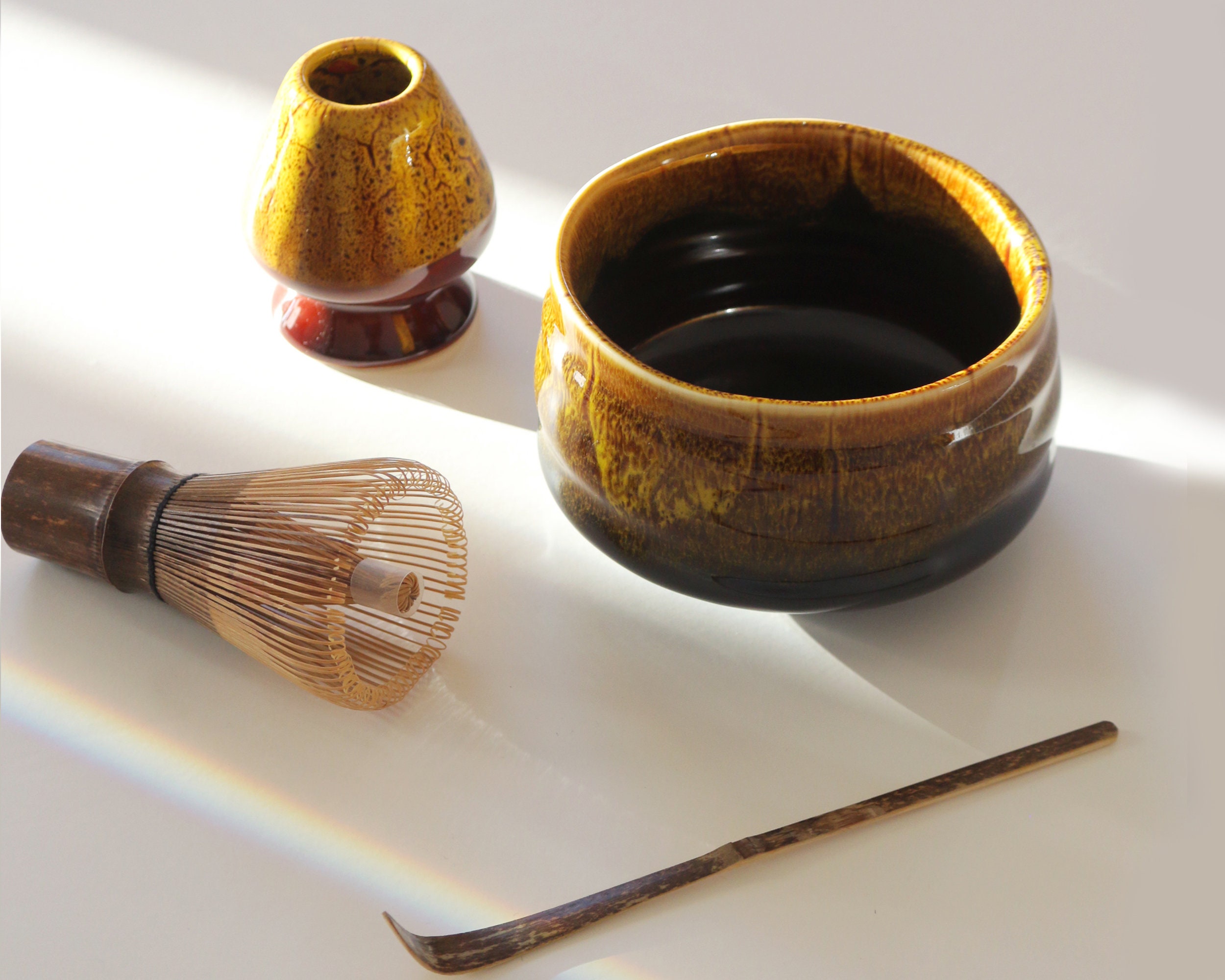 Matcha Whisk Set - 15 OZ Matcha Bowl with Spout and Bamboo Matcha Scoop - Bamboo Whisk (Chasen) - Matcha Kit for Japanese Tea Ceremony