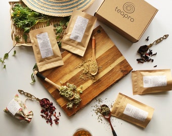 Teapro Kräutertee Geschenkbox + Teesieb Glas