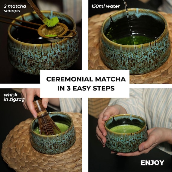 HARFINGTON Ceramic Chasen Stand 75mm Matcha Whisk Holder Teas Set Whisks Traditional Tea Accessories Tasting Cherry Blossoms Blue