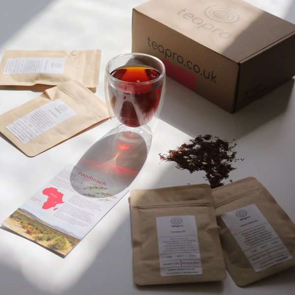 Teapro "Rooibosch" gift box with 4 caffeine-free rooibos teas + infuser glass