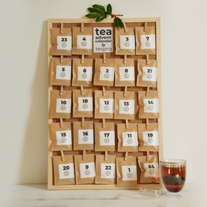 Teapro Zero Waste Loose-Leaf Tea Advent Calendar on Cork Board