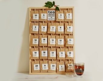 Teapro Zero Waste Loose-Leaf Tea Advent Calendar on Cork Board