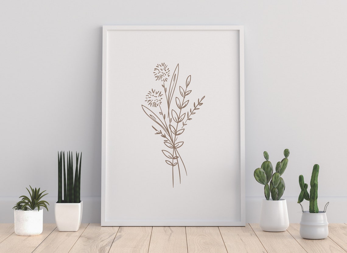 Wildflowers Wall Art Setset of 4 Beige Natural Wall - Etsy