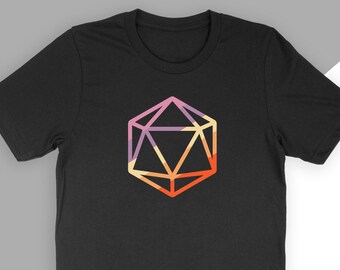 Sunset Retro Dice DnD Shirt, Dungeons and Dragons Shirt, D20 Dice Shirt, Dungeons and Dragons Christmas, DnD Gift, RPG Shirt