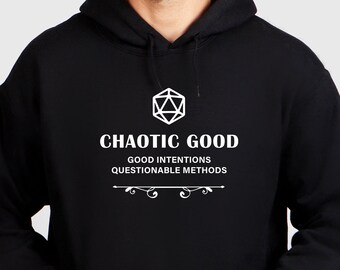 Chaotic Good DnD Hoodie, DnD Apparel, D20 Dice Hoodie, Dungeons and Dragons Christmas, DnD Player Gift, DnD Gift For Her, DnD Gift For Him