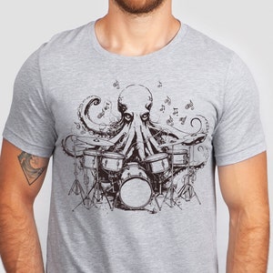 Drumming Octopus Shirt, Octopus T Shirt, Ocean Animal Shirt, Kraken Shirt, Octopus Print, Octopus Art, Octopus Gift, Ocean Tee, Drum Shirt