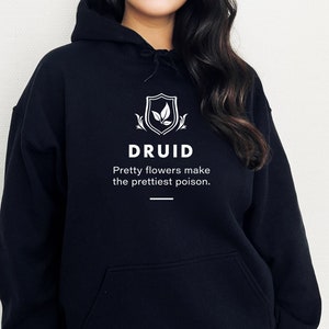 Druid DnD Hoodie, DnD Apparel, D20 Dice Hoodie, Dungeons and Dragons Christmas, DnD Player Gift, DnD Gift For Her, DnD Gift For Him