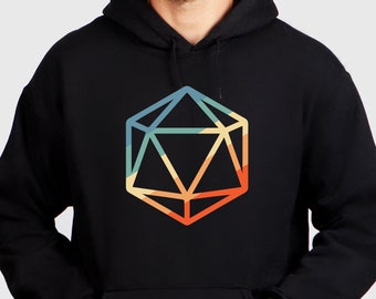 Retro Dice DnD Hoodie, DnD Apparel, D20 Dice Hoodie, Dungeons and Dragons Christmas, DnD Player Gift, DnD Gift For Her, DnD Gift For Him