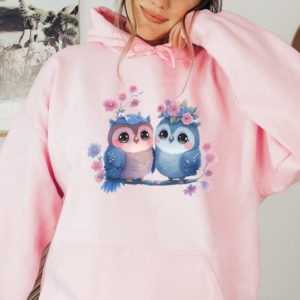 Japanese Floral Owl Kawaii Hoodie, Kawaii Clothing, Anime Hoodie, Japanese Hoodie, Harajuku Hoodie, Japanese Streetwear, Harajuku Clothing