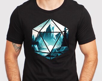 Mountain D20 DnD Shirt, Dungeons and Dragons Shirt, D20 Dice Shirt, Dungeons and Dragons Christmas, DnD Gift, RPG Shirt, Gift for Dad