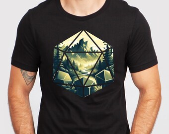 D20 Green Mountain DnD Shirt, Dungeons and Dragons Shirt, D20 Dice Shirt, Dungeons and Dragons Christmas, DnD Gift, RPG Shirt, Gift for Dad