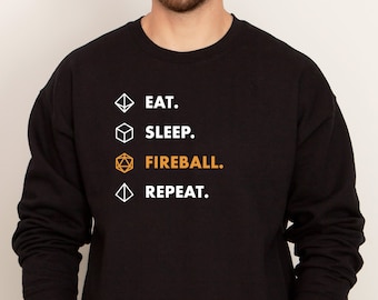 Wizard Fireball DnD Sweater, DnD Apparel, D20 Dice Sweater, Dungeons and Dragons Christmas, DnD Player Gift, DnD Gift For Her, Gift For Him
