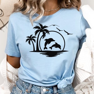 Tropical Dolphin Shirt, Dolphin Gift, Dolphin Lover Shirt, Dolphin Lover Gift, Dolphin T-Shirt, Animal Lover Shirt, Nautical Shirt