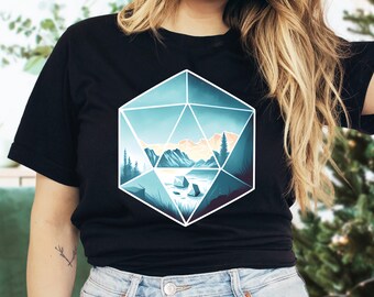 D20 Mystical Mountain DnD Shirt, Dungeons and Dragons Shirt, D20 Dice Shirt, Dungeons and Dragons Christmas, DnD Gift, RPG Shirt, Mom Gift