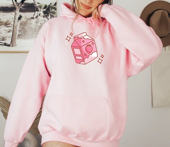Strawberry Milk Kawaii Hoodie, Kawaii Clothing, Kawaii Shirt, Anime Hoodie, Japanese Hoodie, Harajuku Clothing, Harajuku Hoodie