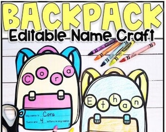 Retour à l'école Name Craft EDITABLE Sac à dos