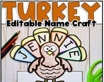 Turquie Nom Craft EDITABLE l Thanksgiving Craftivity