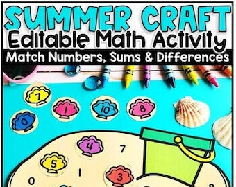 Artisanat mathématique d'été, activités de jour de plage, correspondance de nombres