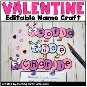 Valentines Day Name Craft for kids Editable Love Bug Valentine Crafts INSTANT DIGITAL DOWNLOAD