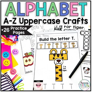 Manualidades con letras del alfabeto, manualidades con letras para niños, libro imprimible del abecedario, actividades de reconocimiento de letras para preescolar y jardín de infantes, letras mayúsculas