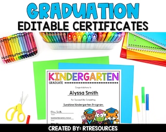 Certificats de fin d'études préscolaire - 5e année modifiable