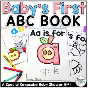Libro de baby shower para maestros de estudiantes, actividad de baby shower, plantilla de libro del abecedario, regalo de baby shower para maestros
