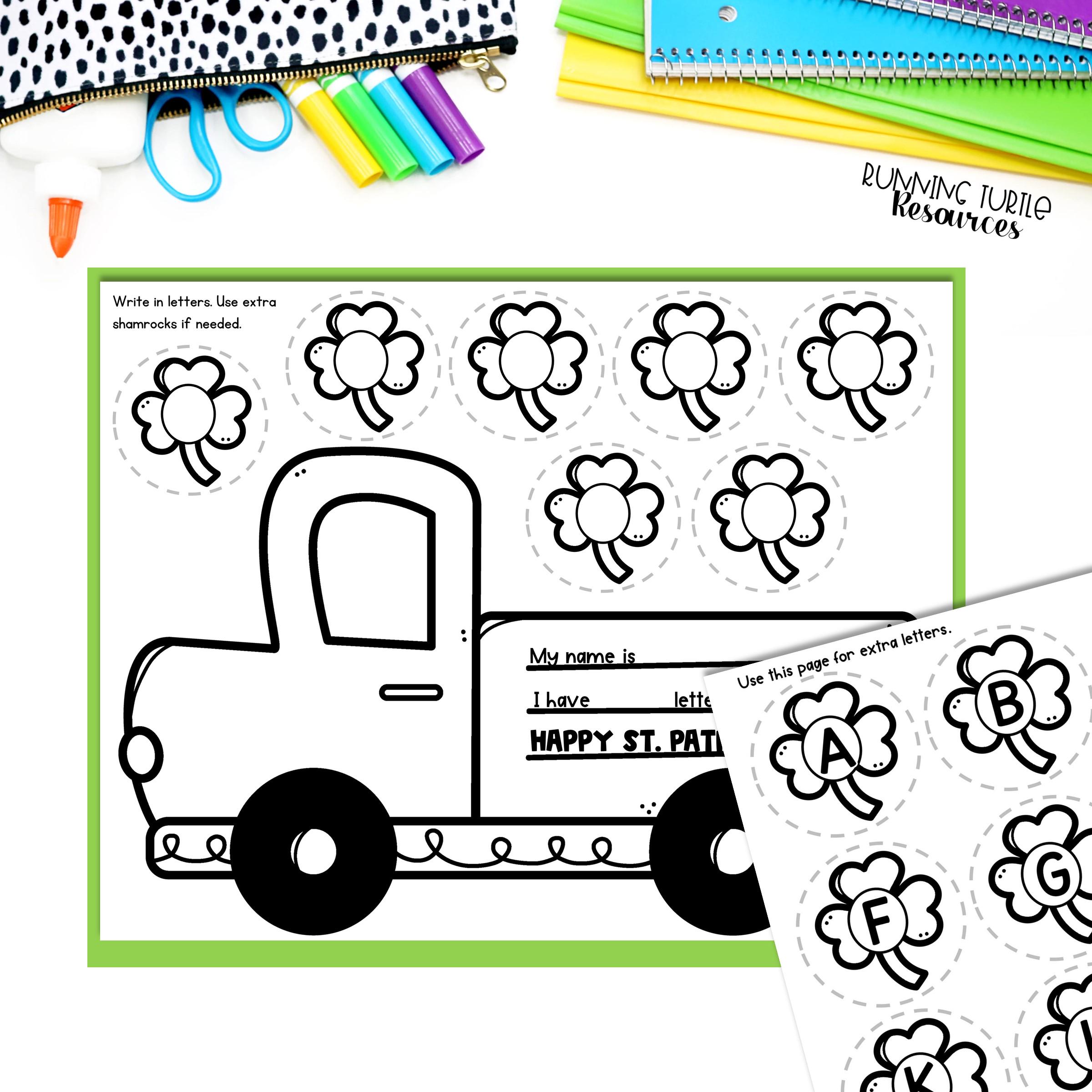 Shamrock Truck Craft St Patricks Day Name Practice, March Name Craft ...