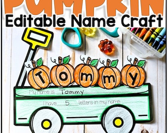 Pumpkin Craft EDITABLE Name Craft, Halloween Name Craft for Kids, October Bulletin Board Idea