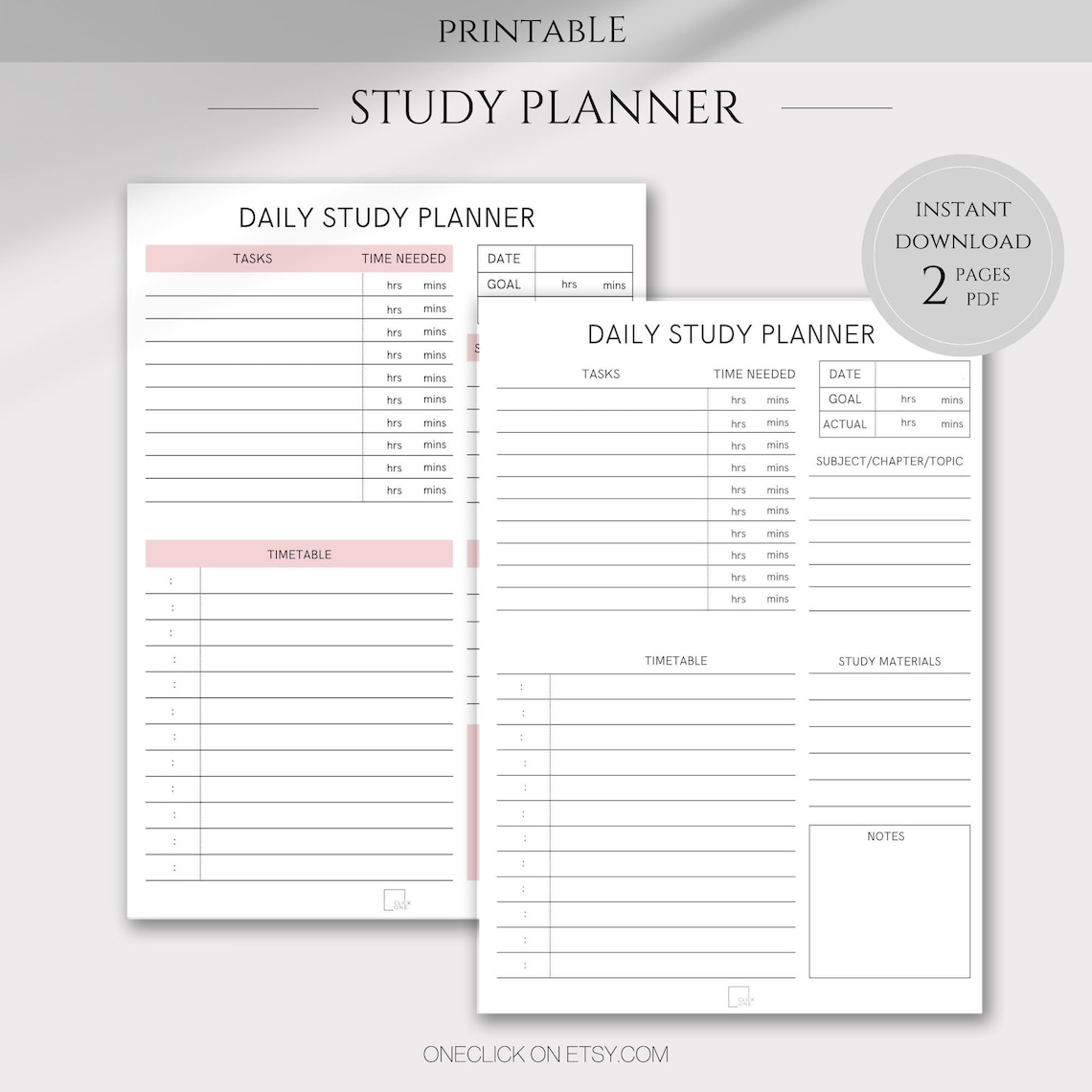 Daily Study Planner Printable PDF Instant Download A4 - Etsy