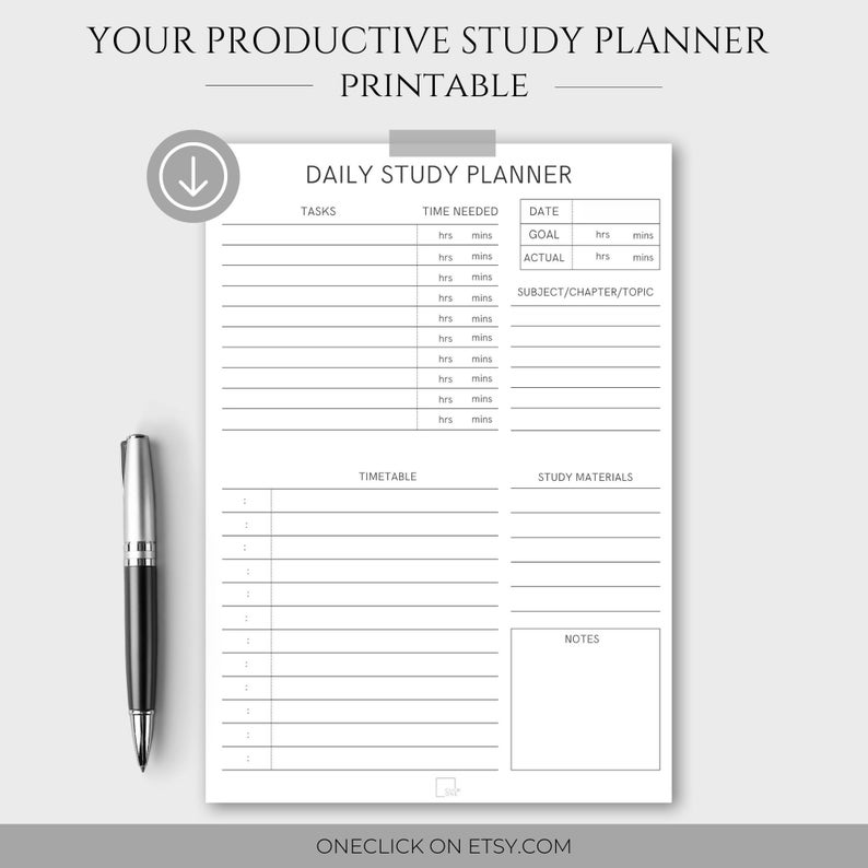 Daily Study Planner Printable PDF Instant Download A4 Etsy daily-study-planner-printable-pdf-instant-download-a4-etsy