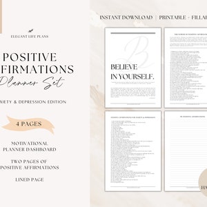 Positive Affirmationen Printable Set für Gesundheit und Wellness, Tägliche Affirmationen, Tägliche Motivationssätze zur Selbstfürsorge, A4/A5/Letter/Half