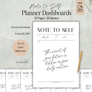 Druckbare motivierende Zitate Dashboard Planer Einsätze für Arbeit/persönliches Leben, positive Affirmationen, Sofortdownload, A5/A4/Letter/Half