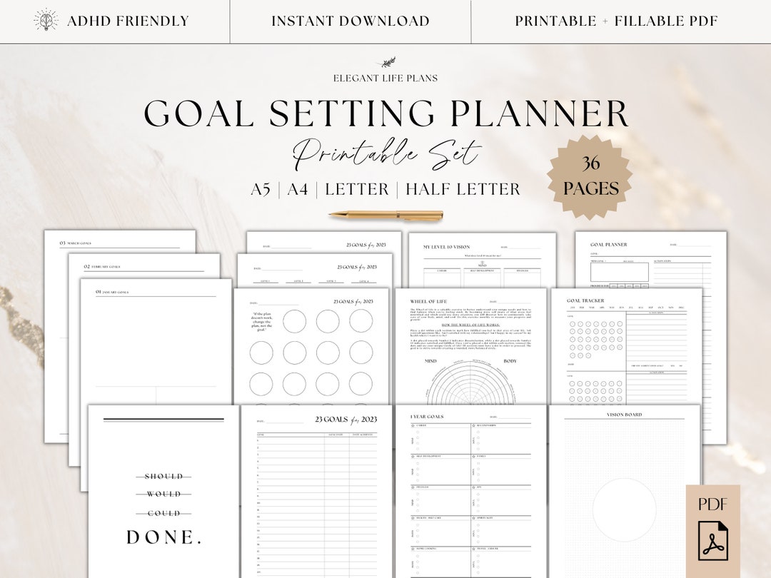 Goal Setting Planner Printable Set 23 Goals for 2023 Goal - Etsy