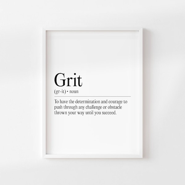 Grit, Inspirational Wall Art, Office Decor, Inspirational Quote, Definition Print, Motivational Quote, Wall Art, Gifts, Printable Wall Art