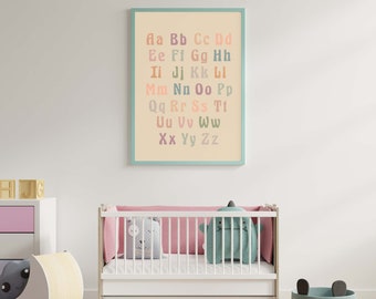 Alphabet Wall Art, Educational, Wall Decor, Classroom Decor, Learning Print, Wall Art, Homeschool wall Art, Printable, Homeschool Printable