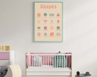 Shapes Wall Art, Educational Print, Classroom Decor, Learning Print, Wall Art, Homeschool wall Art, Printable, Homeschool Printable