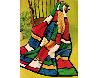 Quick Crochet Afghan Pattern | Crochet Afghan Mondrian Afghan Crochet | Quick Easy Afghan Blanket Crochet Throw Blanket | Digital Download
