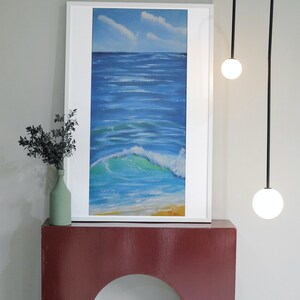 vertical Beach Captivating Coastal Art: Hand-Painted Seashore Waves on Stretched Canvas for Home Wall Decor